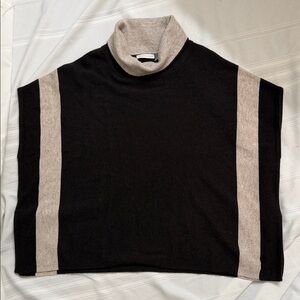 Elegant Brown and Tan Turtleneck Poncho Cashmere Studio 100% cashmere